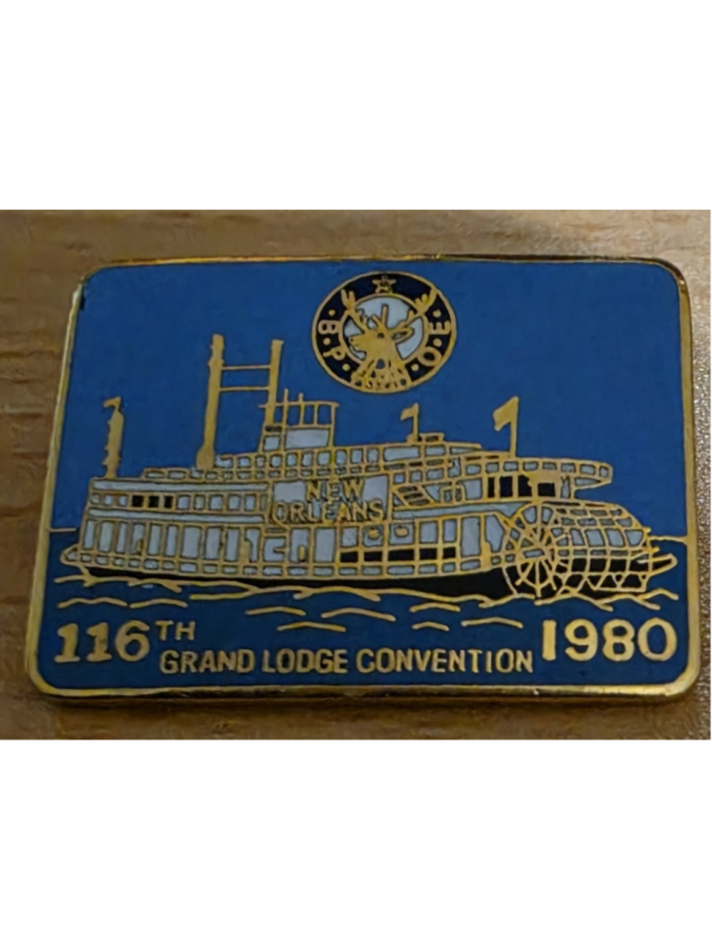 Vintage 1980 Elks 116th Grand Lodge Convention New Orleans Steamboat Pin